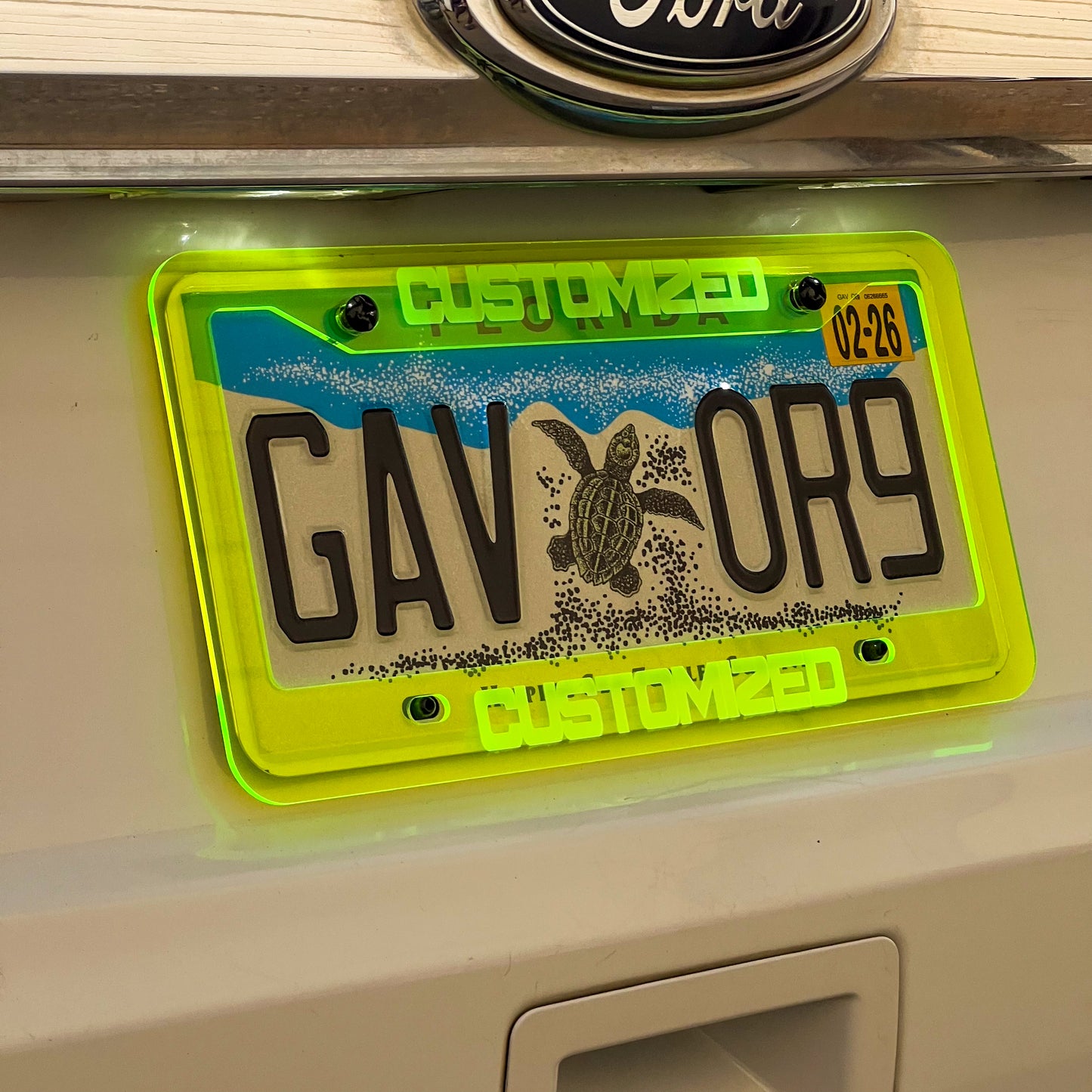 Customized Neon Acrylic License Plate Frame Cover - CS AUTO