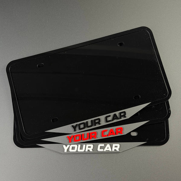 Custom license plate frame with raised 3D text