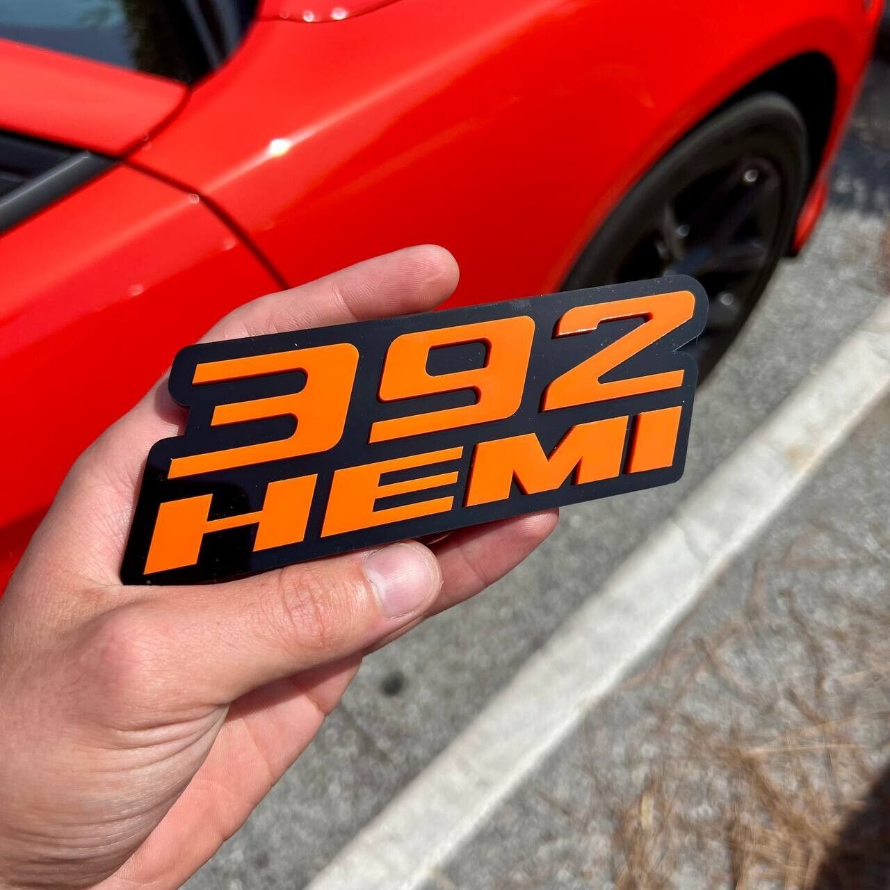 2x orange black 392 hemi Emblems 392 hemi Side Fender Badge 3D for 392 Emblem
