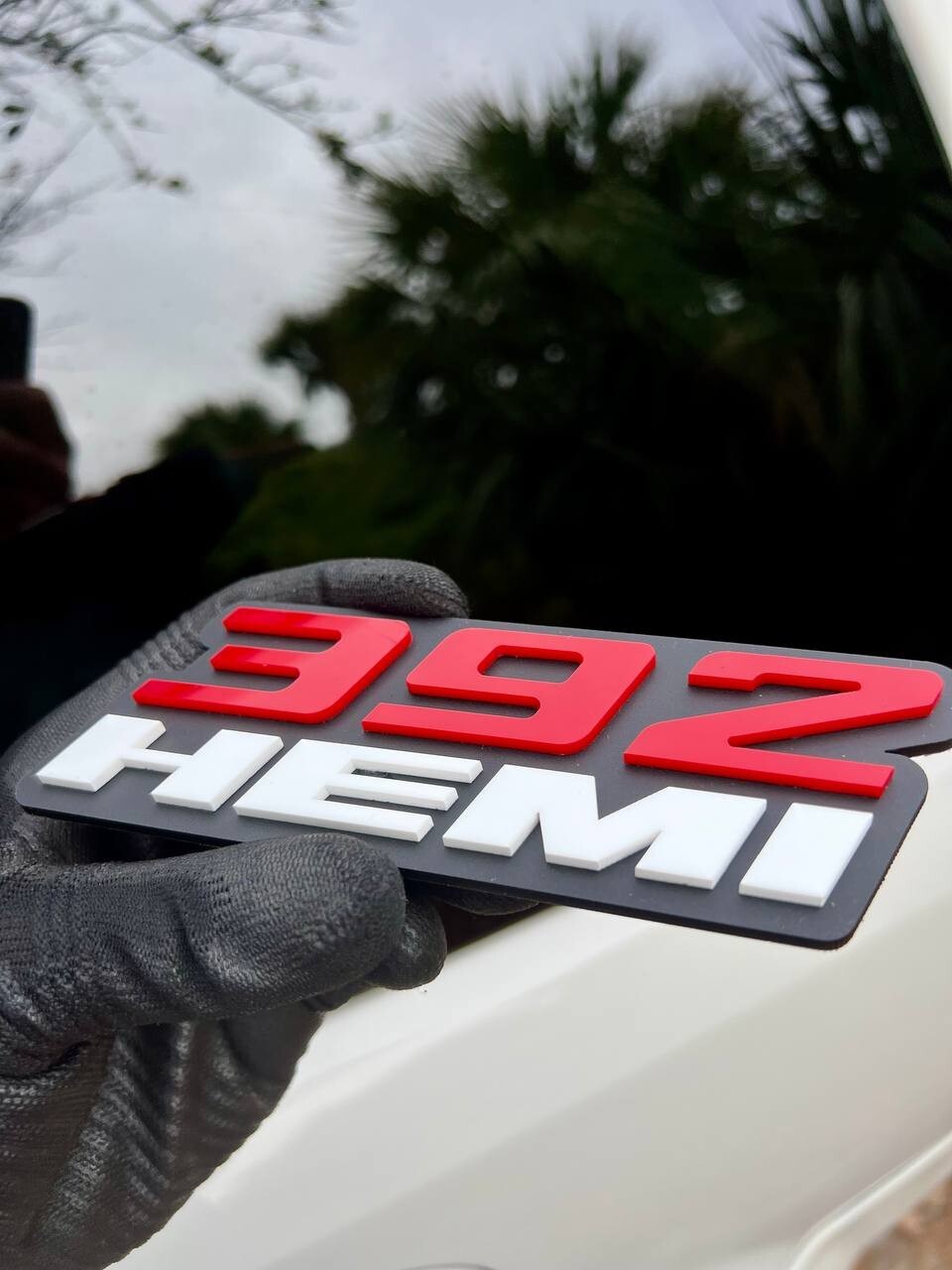 2x white red 392 hemi Emblems 392 hemi Side Fender Badge 3D for 392 Emblem
