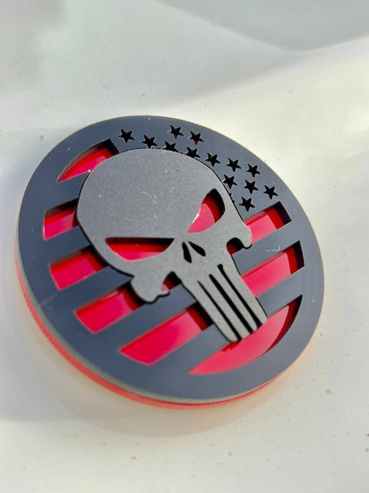 2PCS 18-24 WRANGLER JL GLADIATOR PUNISHER FENDER EMBLEM BADGE