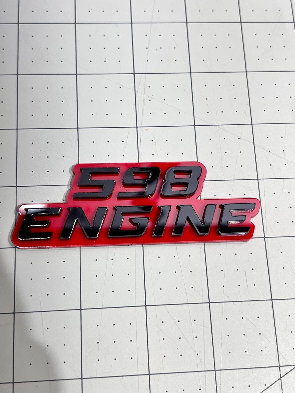 598 ENGINE EMBLEMS QTY 2 FENDER EXTERIOR 598 ENGINE BADGE PAIR 3D ACRYLIC DECAL