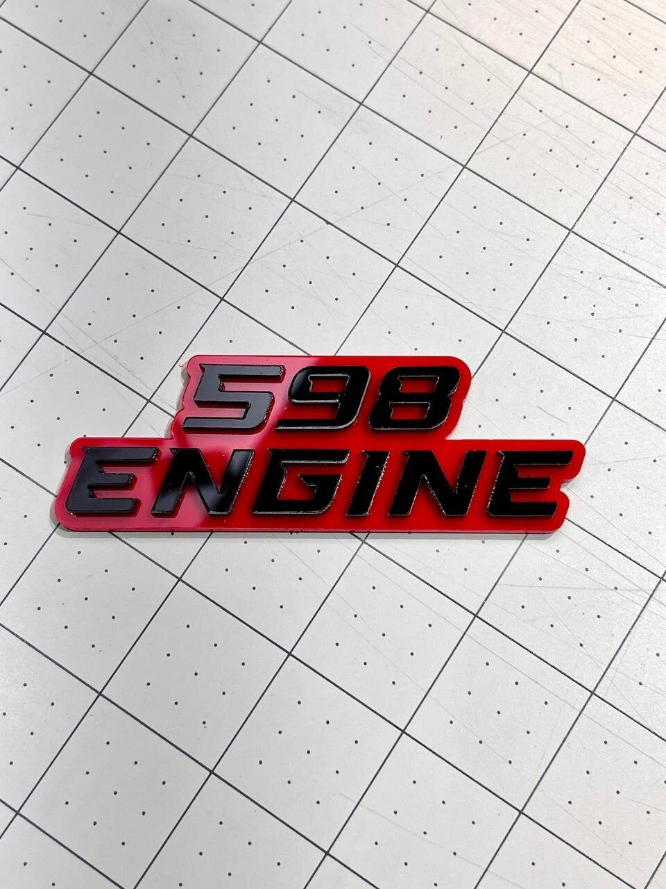 598 ENGINE EMBLEMS QTY 2 FENDER EXTERIOR 598 ENGINE BADGE PAIR 3D ACRYLIC DECAL