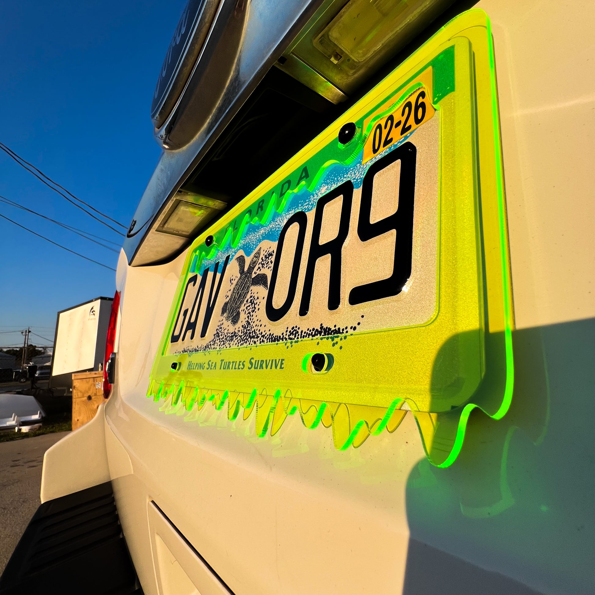 Neon Acrylic License Plate Frame Cover - CS AUTO