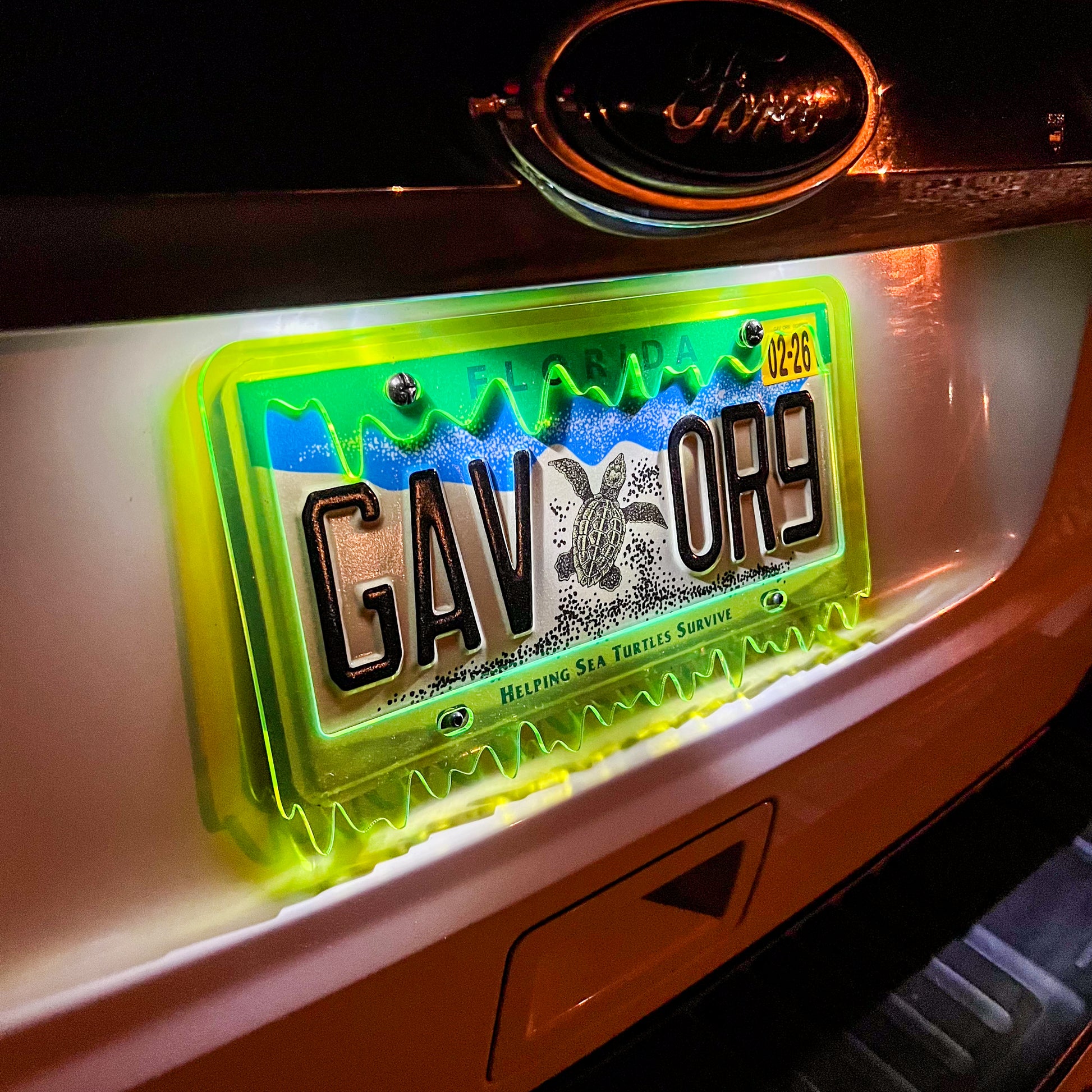 Neon Acrylic License Plate Frame Cover - CS AUTO