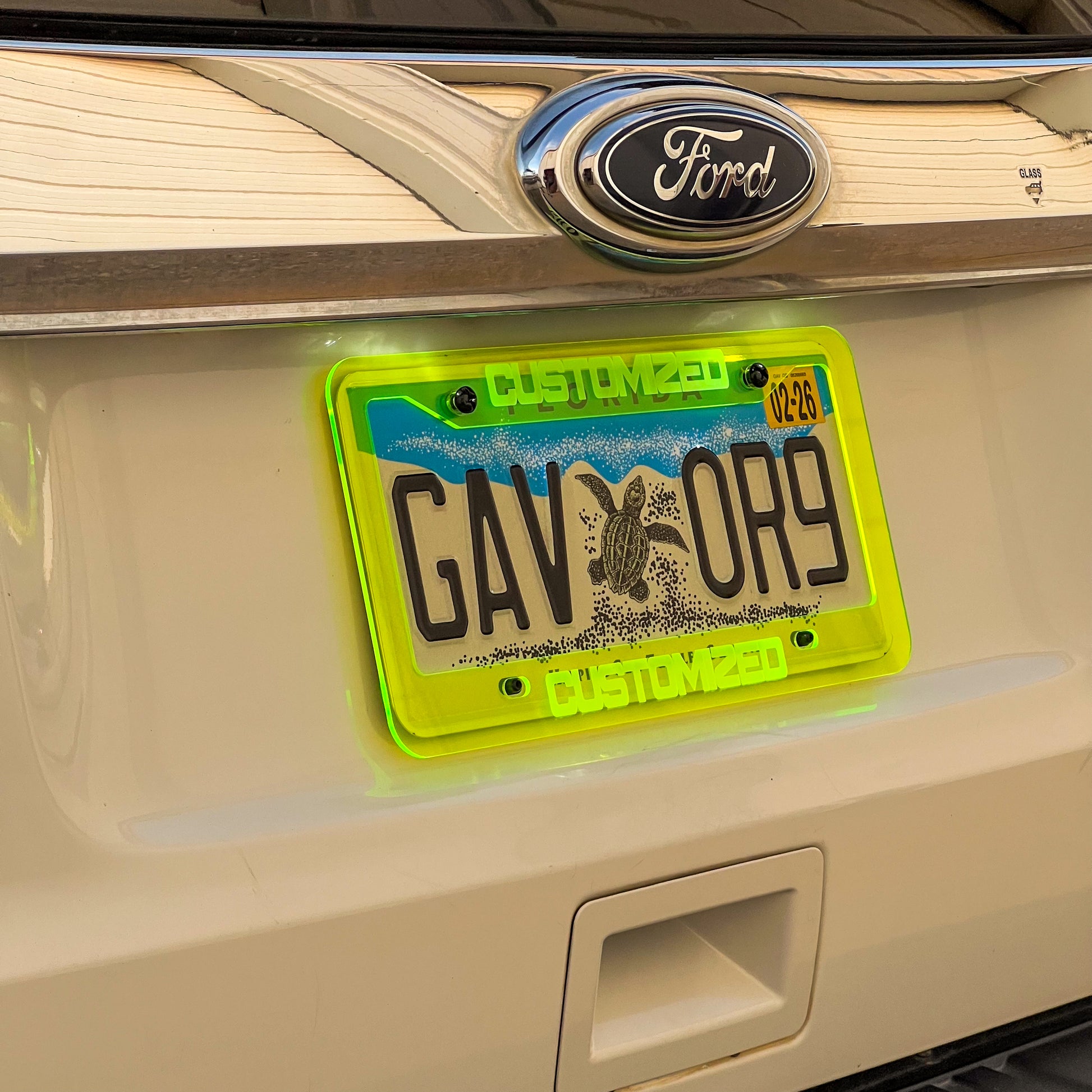Customized Neon Acrylic License Plate Frame Cover - CS AUTO