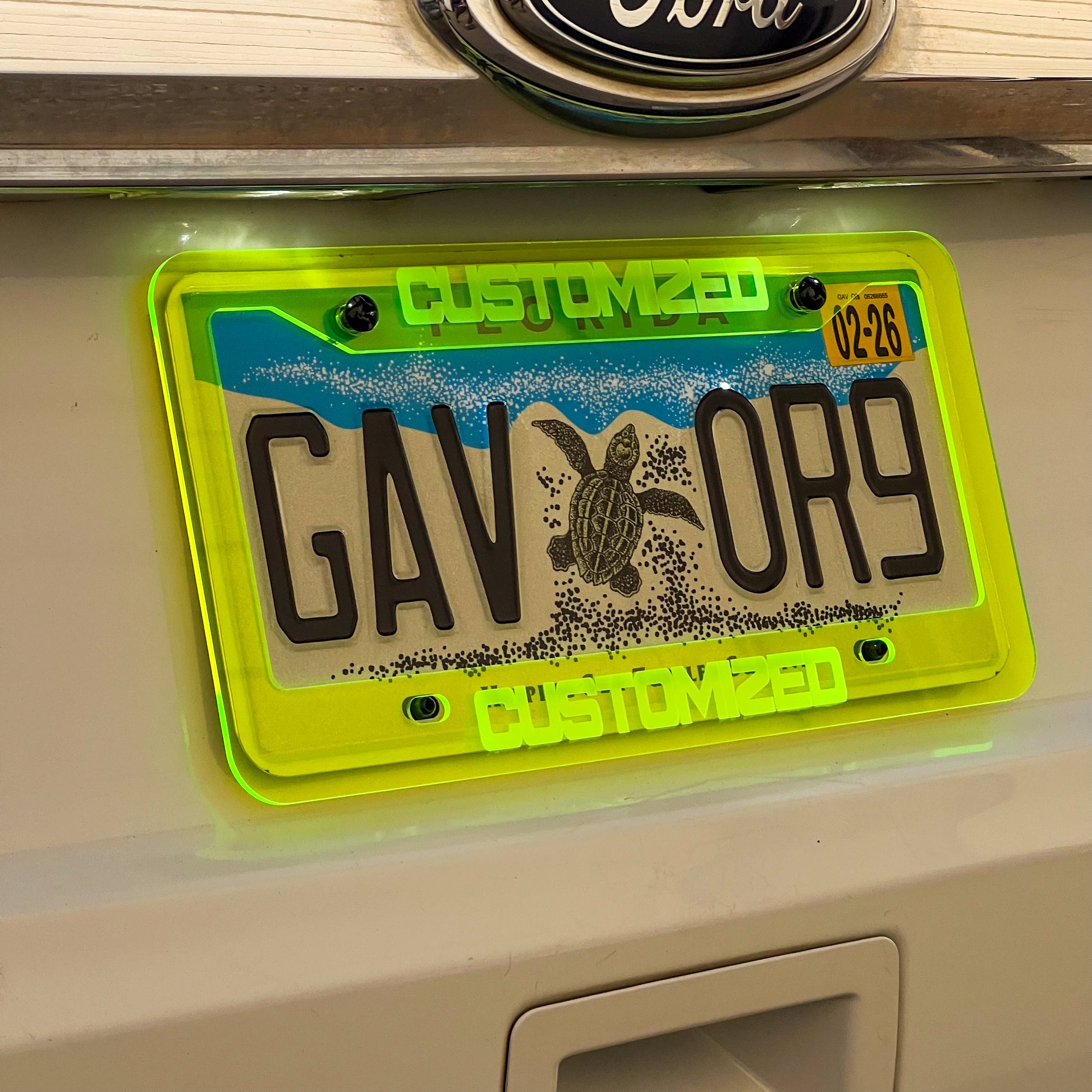 Customized Neon Acrylic License Plate Frame Cover - CS AUTO
