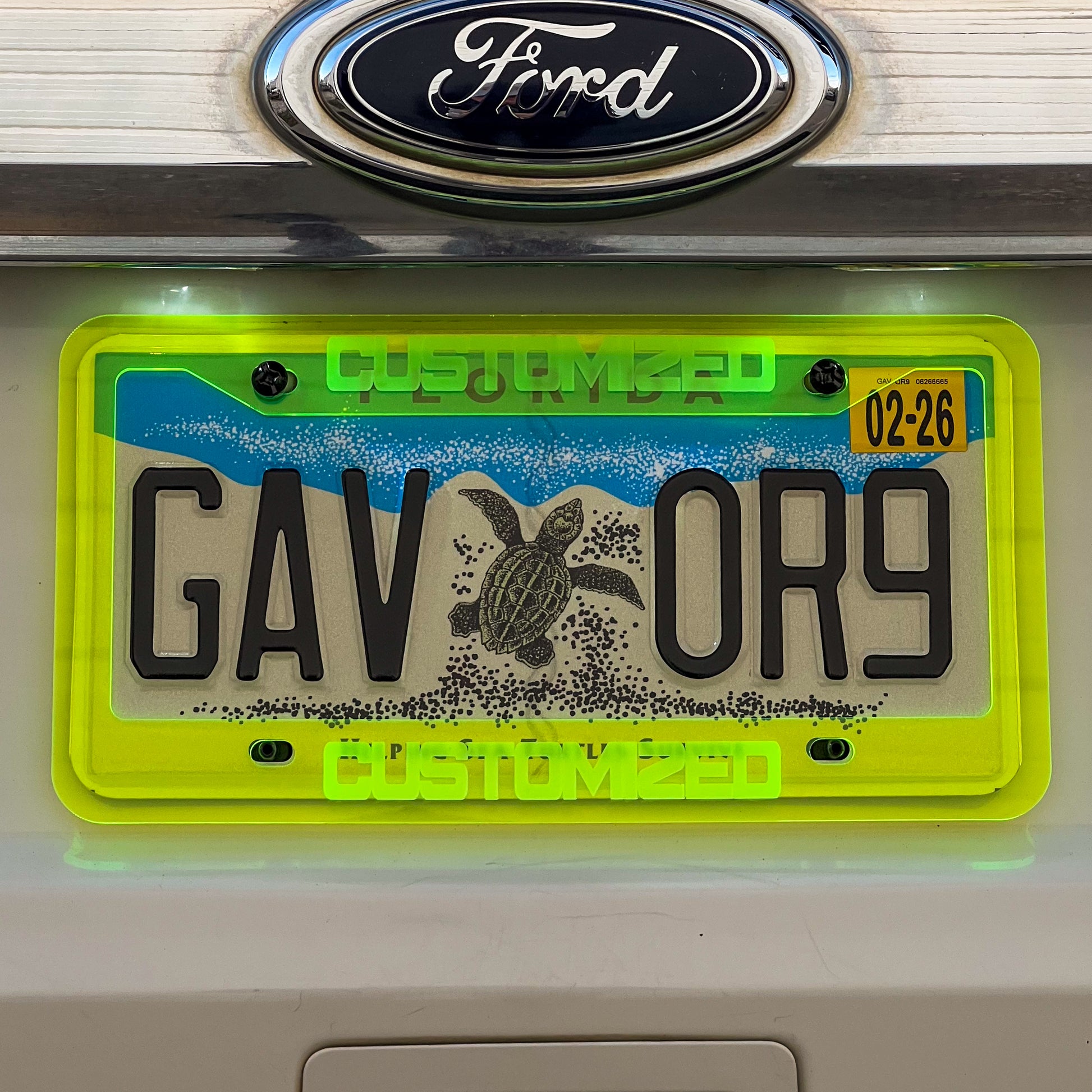 Customized Neon Acrylic License Plate Frame Cover - CS AUTO