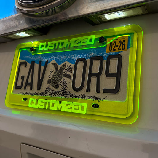 Customized Neon Acrylic License Plate Frame Cover - CS AUTO