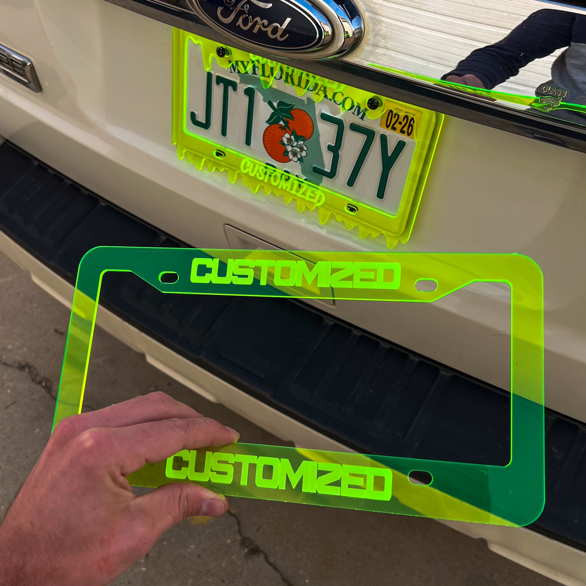 Customized Neon Acrylic License Plate Frame Cover - CS AUTO