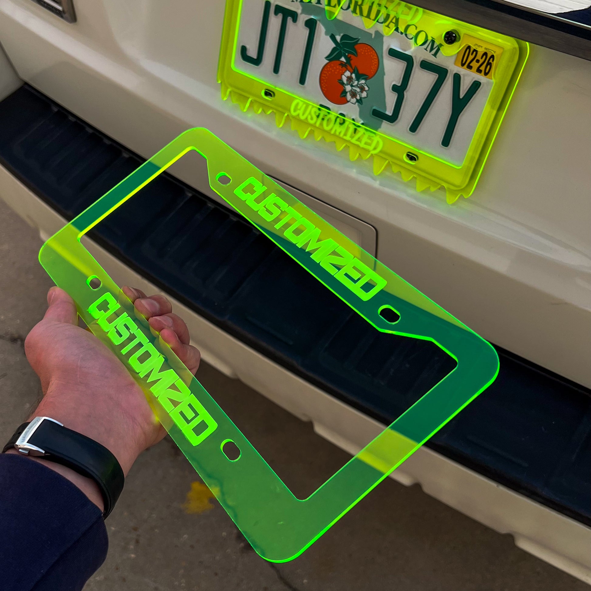 Customized Neon Acrylic License Plate Frame Cover - CS AUTO