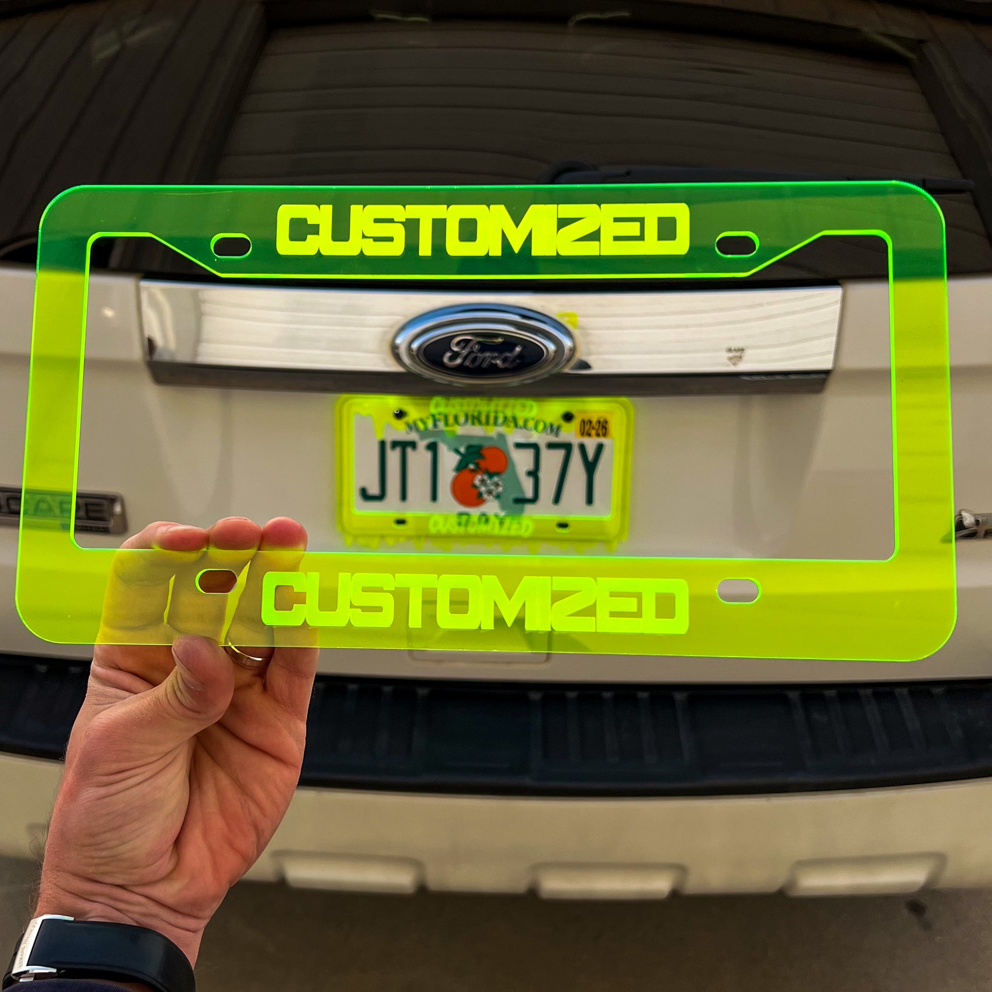 Customized Neon Acrylic License Plate Frame Cover - CS AUTO