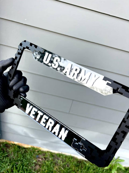 Veteran U.S. Army Black License Plate Frame Cover, Frame, car frame, custom frame, Gift For Dad, Gift For Her, Gift For Him — photo 3