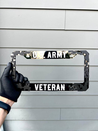 Veteran U.S. Army Black License Plate Frame Cover, Frame, car frame, custom frame, Gift For Dad, Gift For Her, Gift For Him