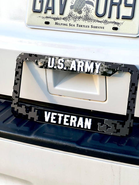 Veteran U.S. Army Black License Plate Frame Cover, Frame, car frame, custom frame, Gift For Dad, Gift For Her, Gift For Him — photo 2
