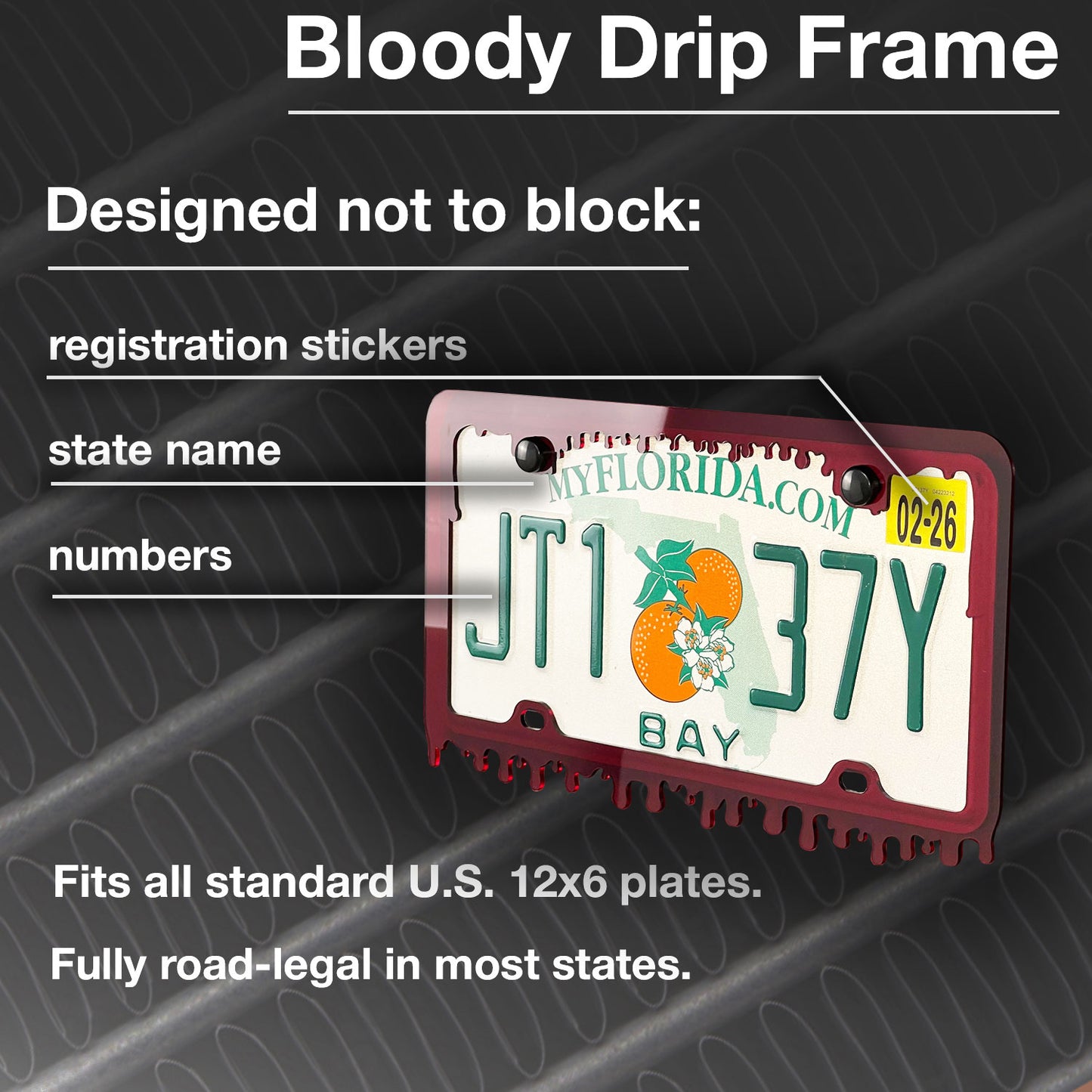 Blood Acrylic License Plate Frame Cover