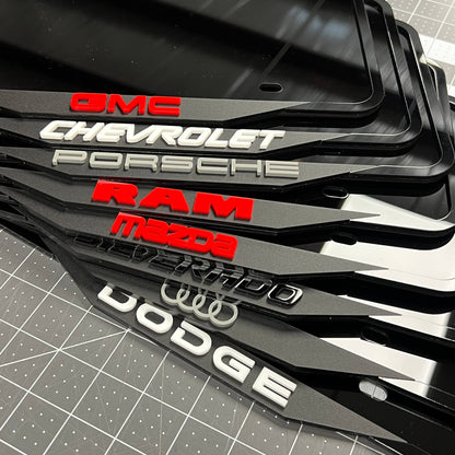 Personalized License Plate Frame with Custom 3D Logo or Text – Choose Any Car Brand