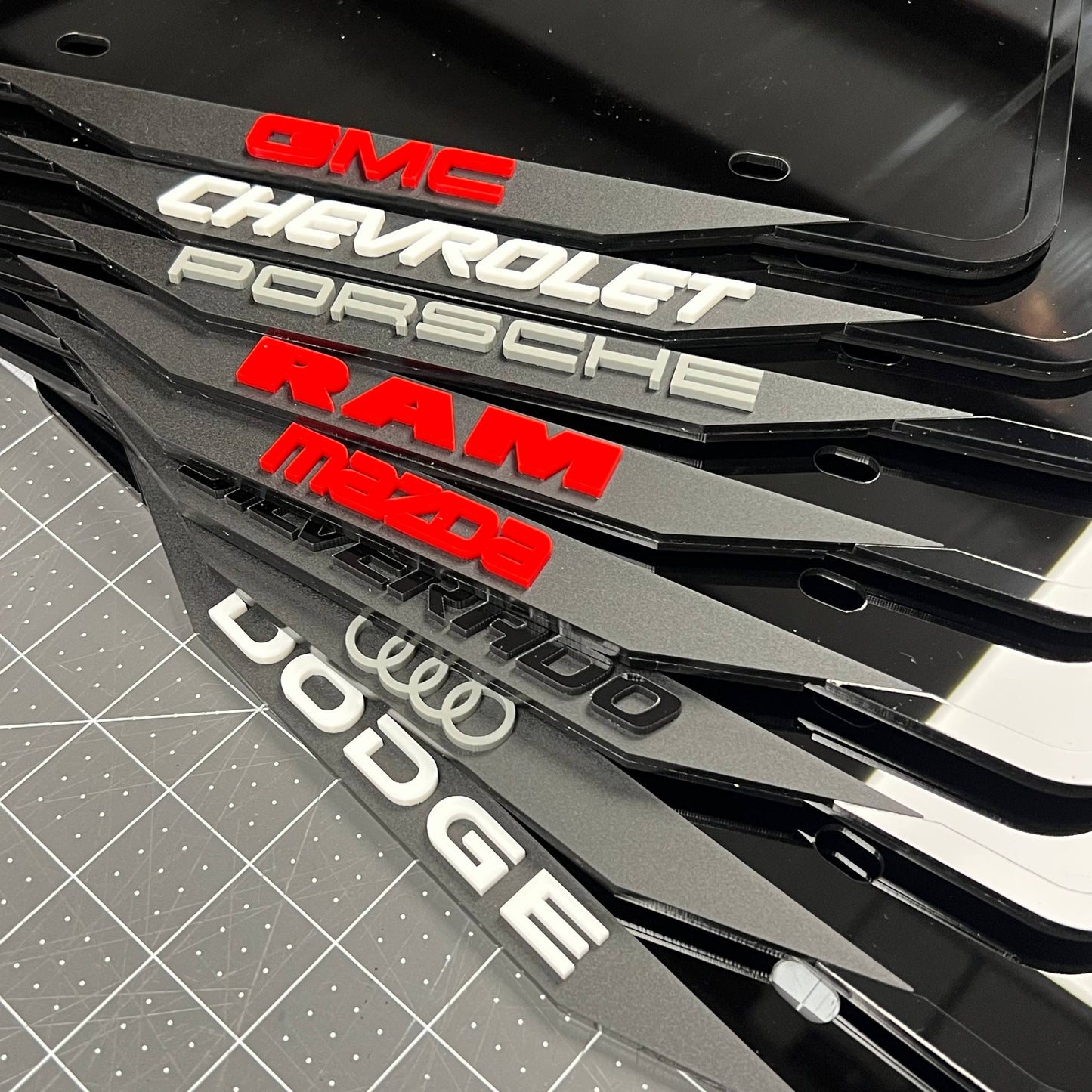 Personalized License Plate Frame with Custom 3D Logo or Text – Choose Any Car Brand