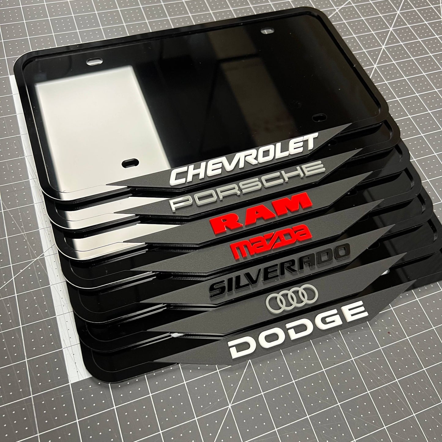 Personalized License Plate Frame with Custom 3D Logo or Text – Choose Any Car Brand