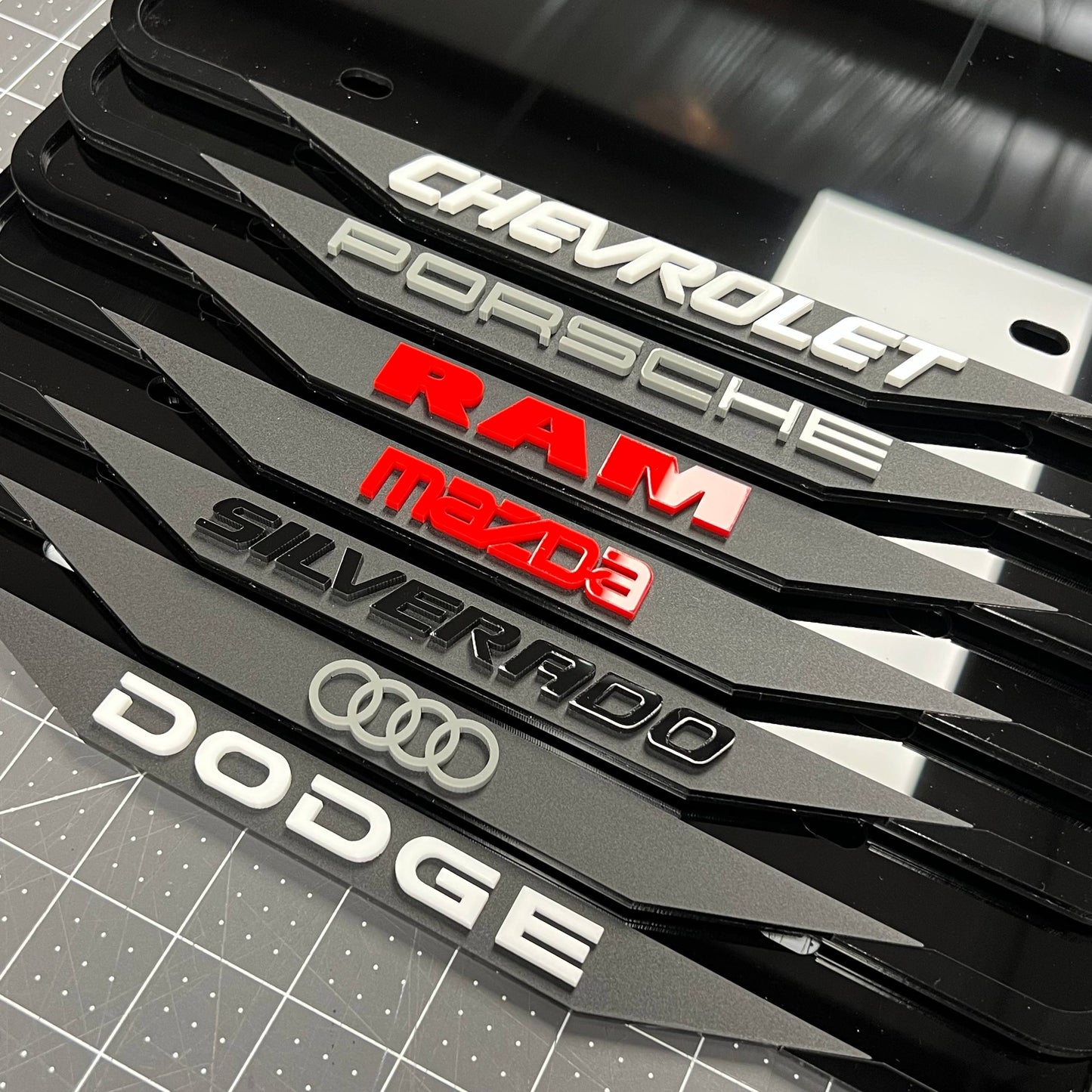 Personalized License Plate Frame with Custom 3D Logo or Text – Choose Any Car Brand