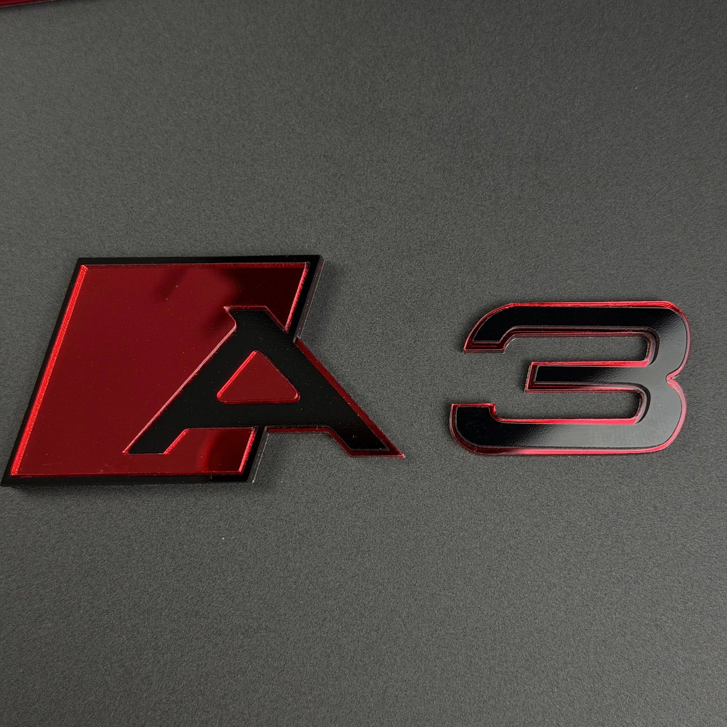 Audi RS S A Series Emblem Badge – Custom Color Logo for A3 A4 A5 A6 A7 A8 S3 S4 S5 RS3 RS5 RS6 Q5 Q7 Q8