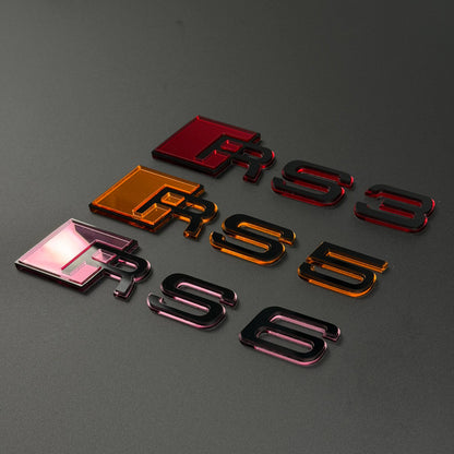 Audi RS S A Series Emblem Badge – Custom Color Logo for A3 A4 A5 A6 A7 A8 S3 S4 S5 RS3 RS5 RS6 Q5 Q7 Q8
