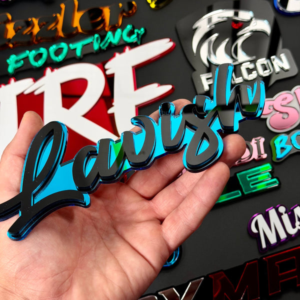 Custom Mirror Emblem – Any Logo or Text, Laser-Cut Mirror Acrylic Badge 5 to 20 inch — photo 6