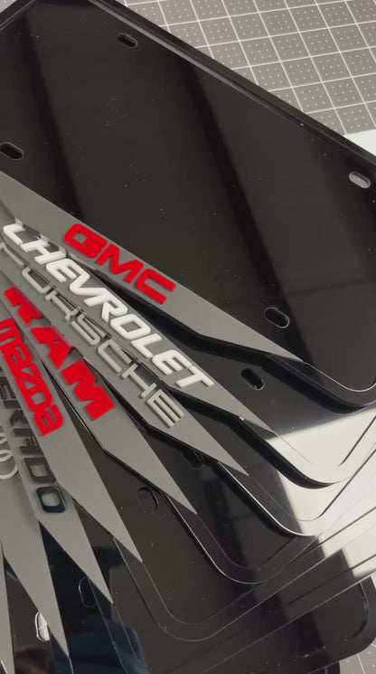 Personalized License Plate Frame with Custom 3D Logo or Text – Choose Any Car Brand