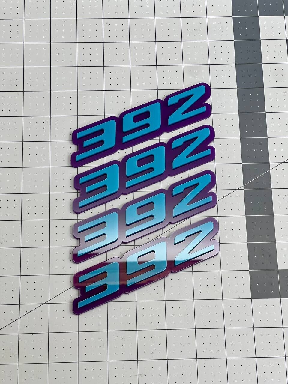 2x Purple blue 392 Emblems 392 Side Fender Badge 3D for 392 Emblem