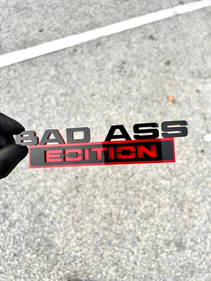 1pc New Bad Ass Edition Emblem Car Badges Badass 3D Sticker Decal Black Red