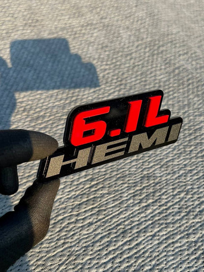 6.1L HEMI Emblems Multicolor  – Side Fender Badges for Muscle Cars (Set of 2)