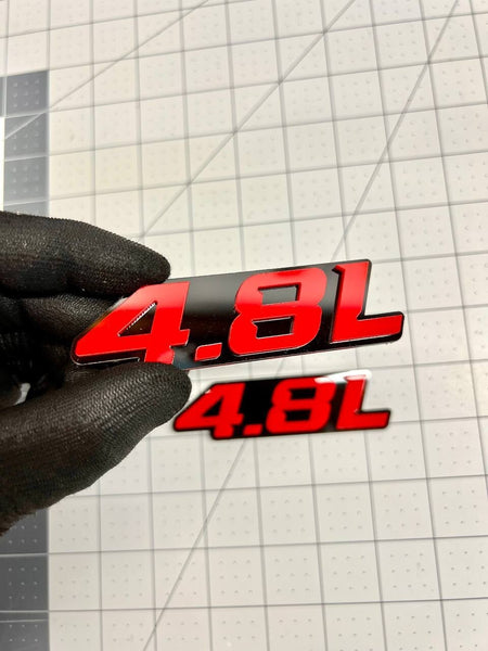 4.8L ENGINE EMBLEMS QTY 2 FENDER EXTERIOR 4.8L ENGINE EMBLEMS BADGE RED PAIR — photo 4