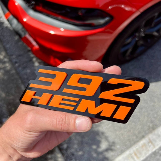 2x orange black 392 hemi Emblems 392 hemi Side Fender Badge 3D for 392 Emblem