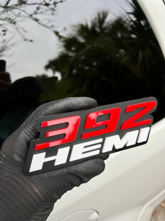 2x white red 392 hemi Emblems 392 hemi Side Fender Badge 3D for 392 Emblem