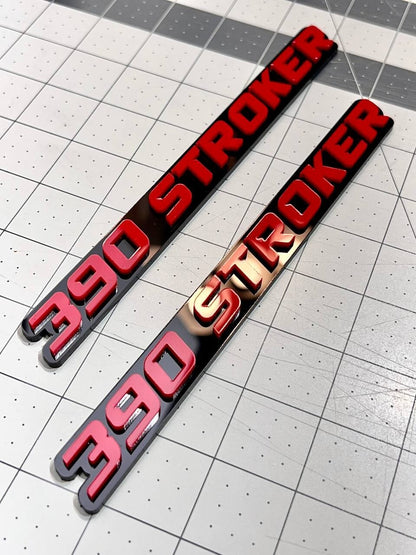 390 STROKER EMBLEMS QTY 2 FENDER EXTERIOR 390 STROKER ENGINE BADGE