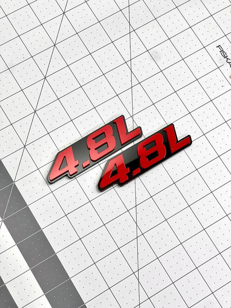 4.8L ENGINE EMBLEMS QTY 2 FENDER EXTERIOR 4.8L ENGINE EMBLEMS BADGE RED PAIR — photo 7