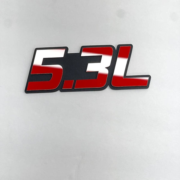 QTY 2 TRUNK FENDER HOOD INTERIOR EXTERIOR 5.3L ENGINE EMBLEMS BADGE RED PAIR — photo 13