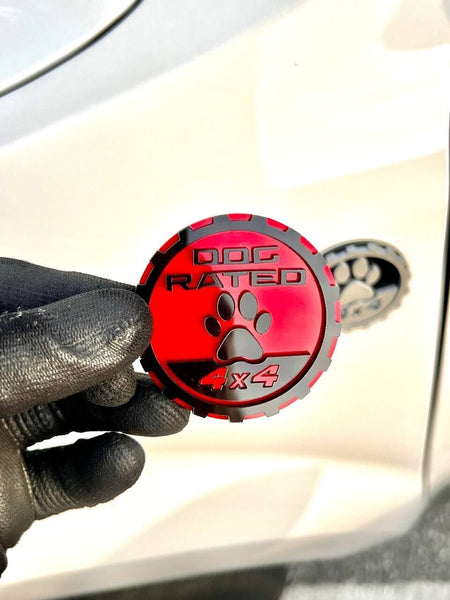 2PCS Jeep Wrangler 392 Fender RED DOG RATED 4x4 Trail Rated Emblem — photo 2
