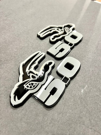 5.0 COYOTE Emblem Badges White On Black Fender Angry Aggressive Racing