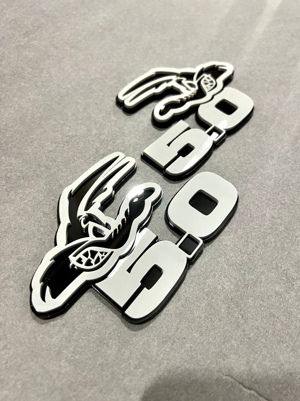 5.0 COYOTE Emblem Badges White On Black Fender Angry Aggressive Racing