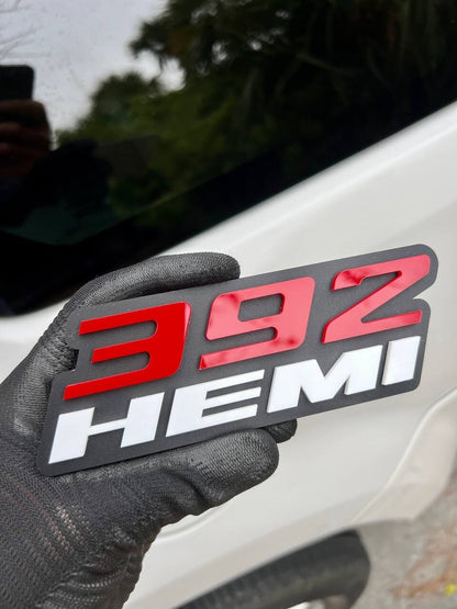 2x white red 392 hemi Emblems 392 hemi Side Fender Badge 3D for 392 Emblem