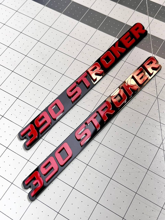 390 STROKER EMBLEMS QTY 2 FENDER EXTERIOR 390 STROKER ENGINE BADGE