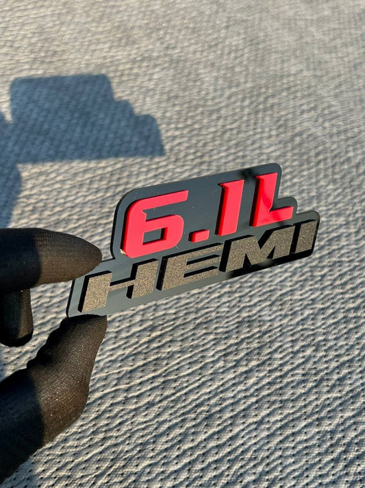6.1L HEMI Emblems Multicolor  – Side Fender Badges for Muscle Cars (Set of 2)