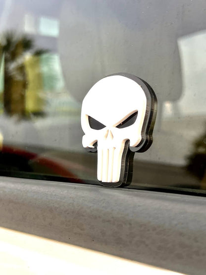 2PCS 18-24 WRANGLER JL GLADIATOR WHITE PUNISHER FENDER EMBLEM BADGE
