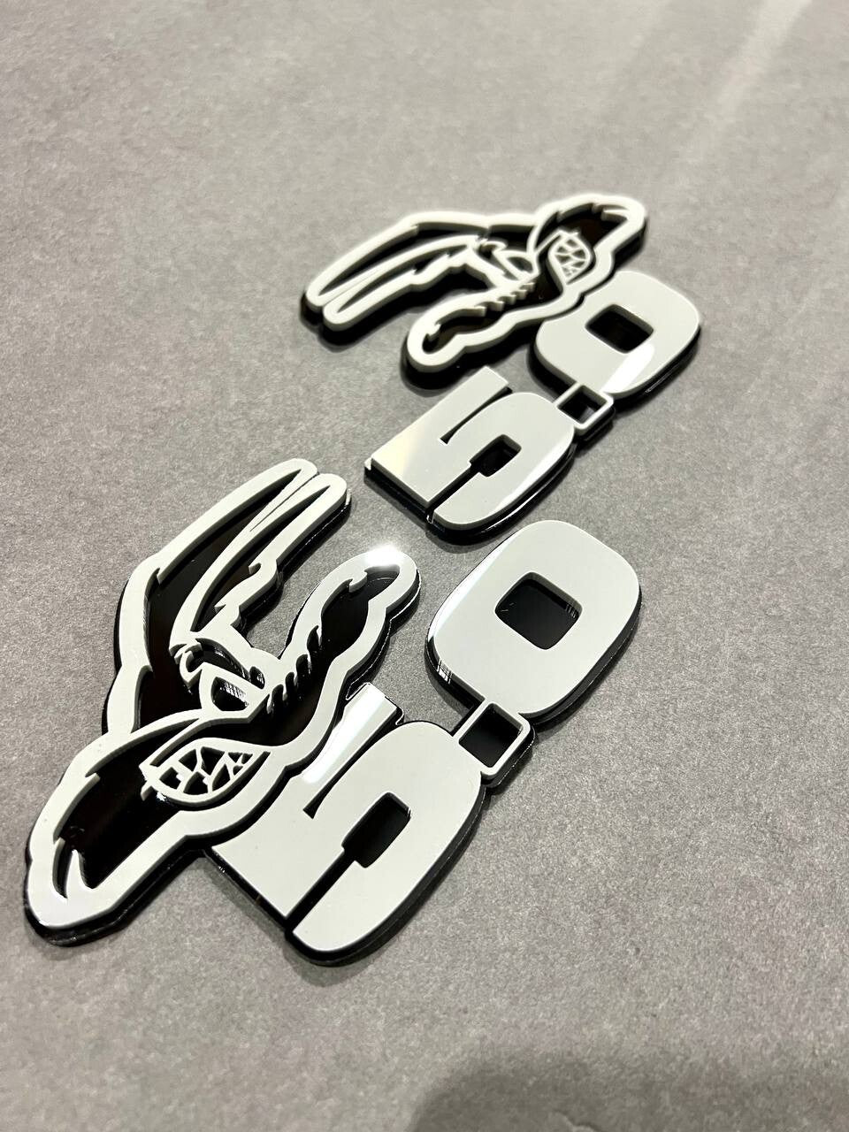 5.0 COYOTE Emblem Badges White On Black Fender Angry Aggressive Racing