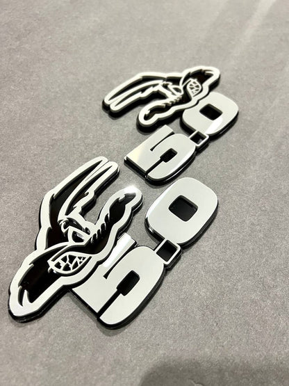 5.0 COYOTE Emblem Badges White On Black Fender Angry Aggressive Racing
