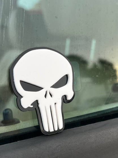 2PCS 18-24 WRANGLER JL GLADIATOR WHITE PUNISHER FENDER EMBLEM BADGE