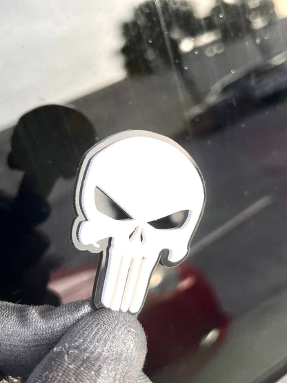 2PCS 18-24 WRANGLER JL GLADIATOR WHITE PUNISHER FENDER EMBLEM BADGE