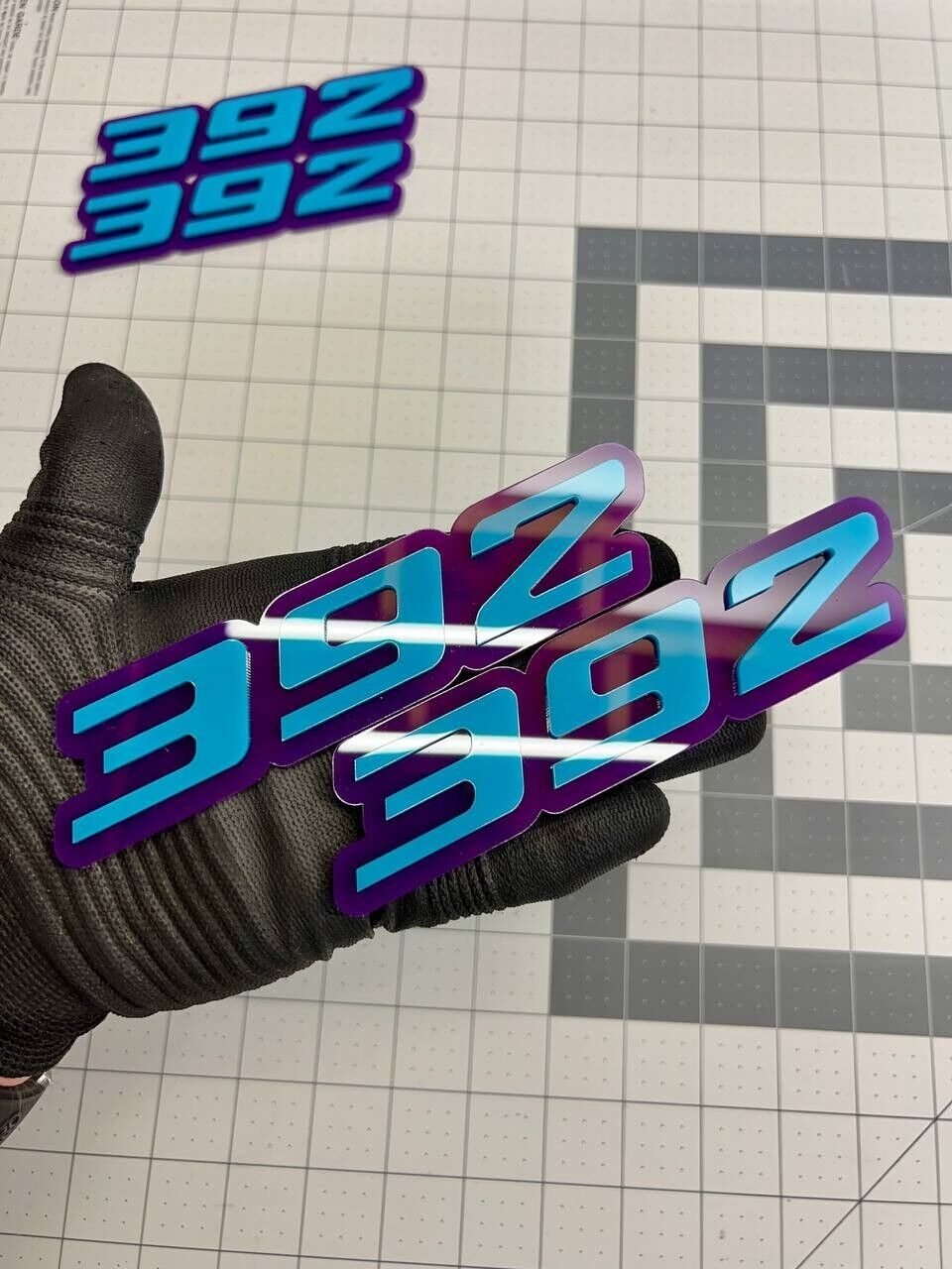 2x Purple blue 392 Emblems 392 Side Fender Badge 3D for 392 Emblem