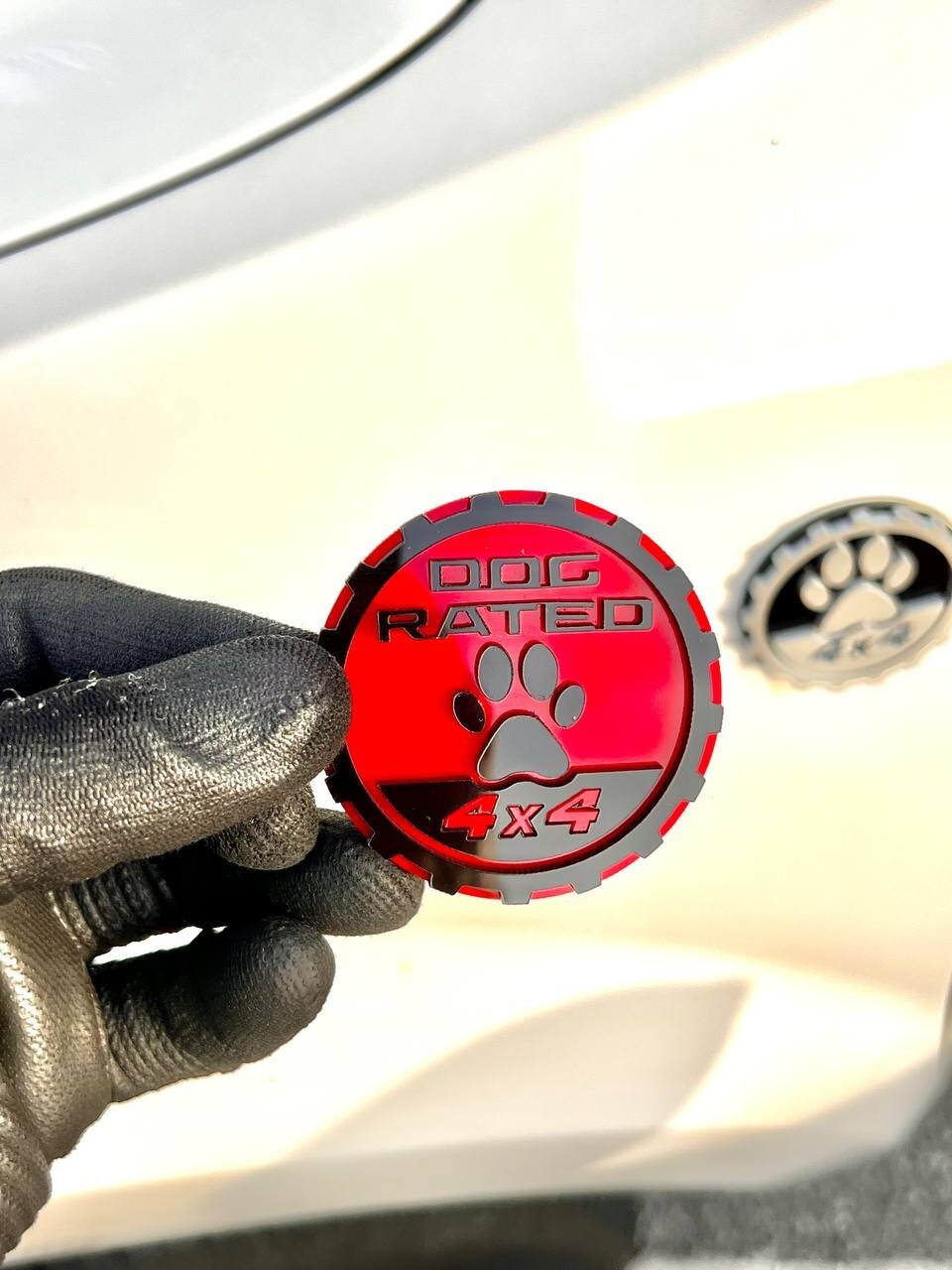 2PCS Jeep Wrangler 392 Fender RED DOG RATED 4x4 Trail Rated Emblem